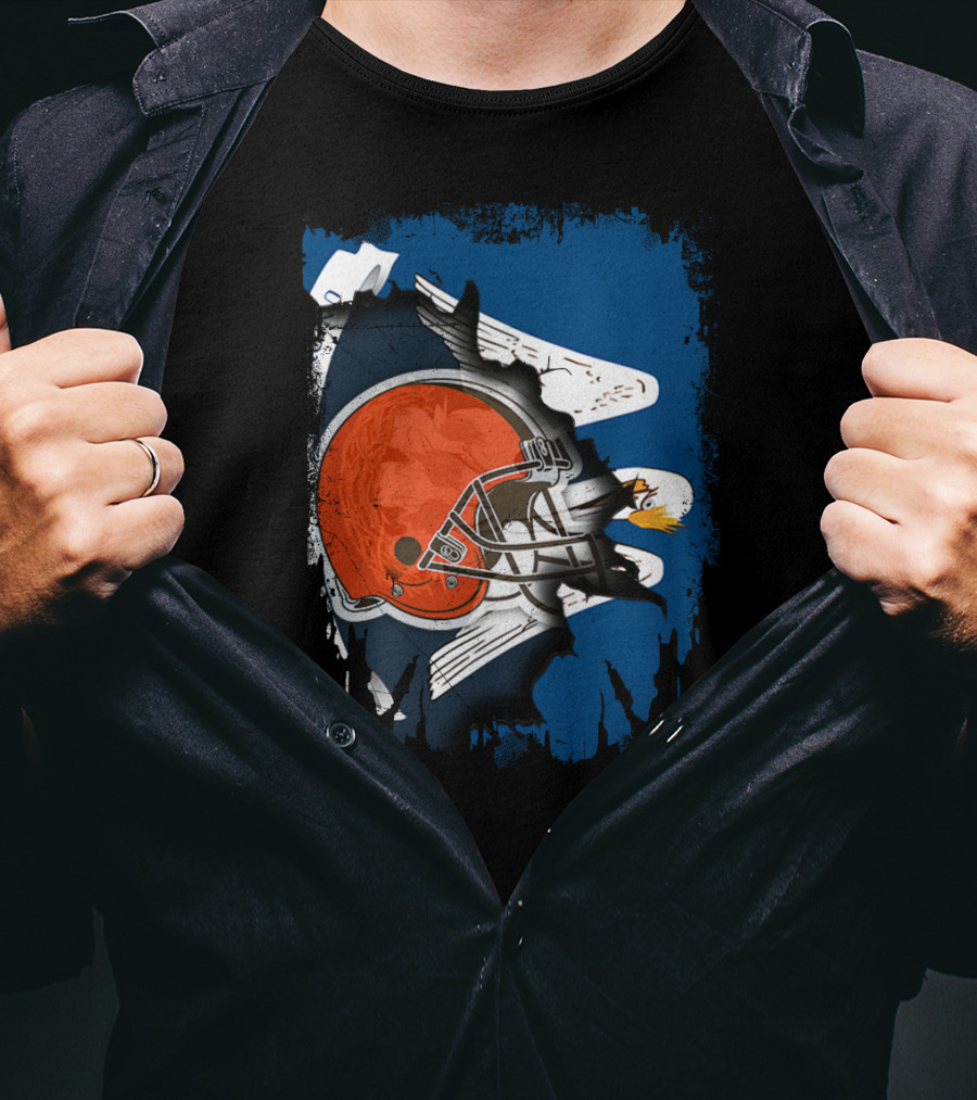 Cleveland Browns Helmet With Louisiana Eagle Motif T-Shirt