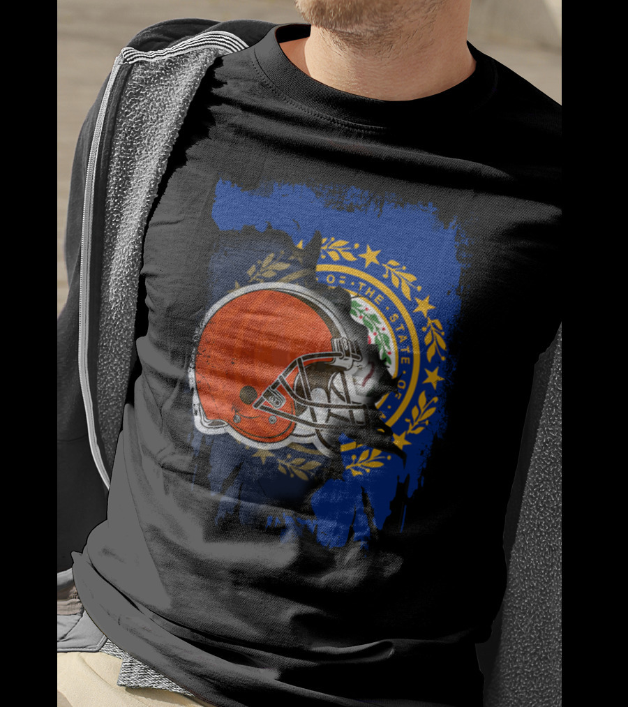 Together New Hampshire With Browns Helmet And State Seal Integration T-Shirt