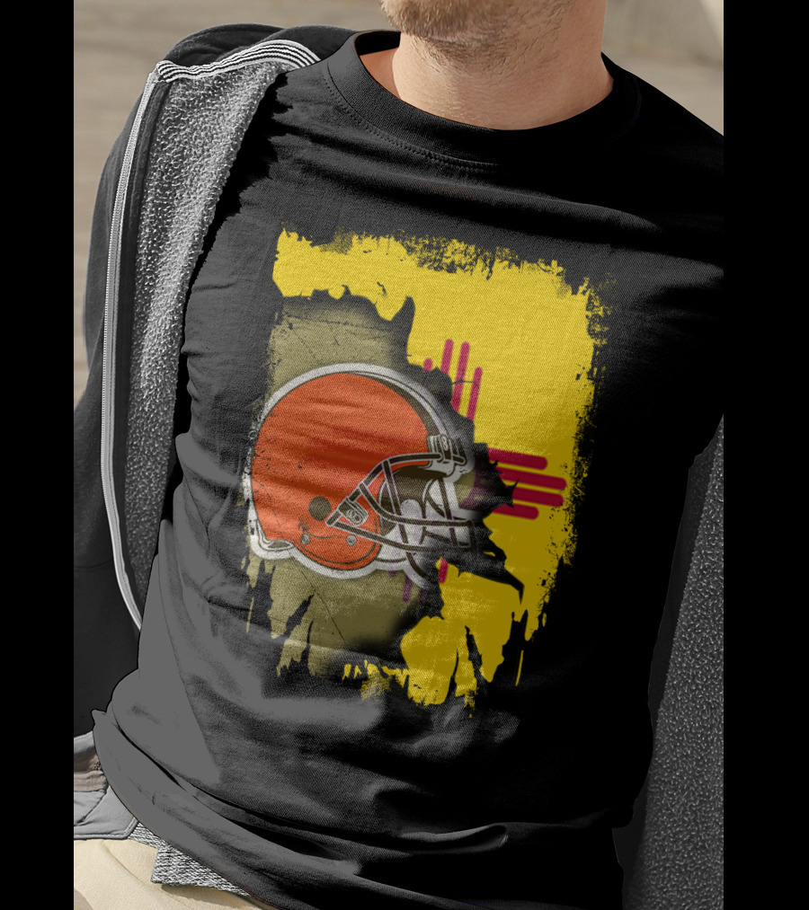 New Mexico Cleveland Browns Zia Helmet Connection T-Shirt