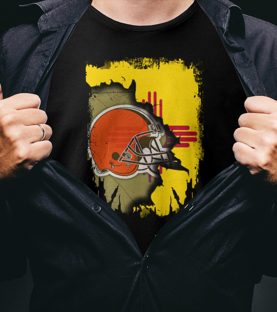 New Mexico Cleveland Browns Zia Helmet Connection T-Shirt