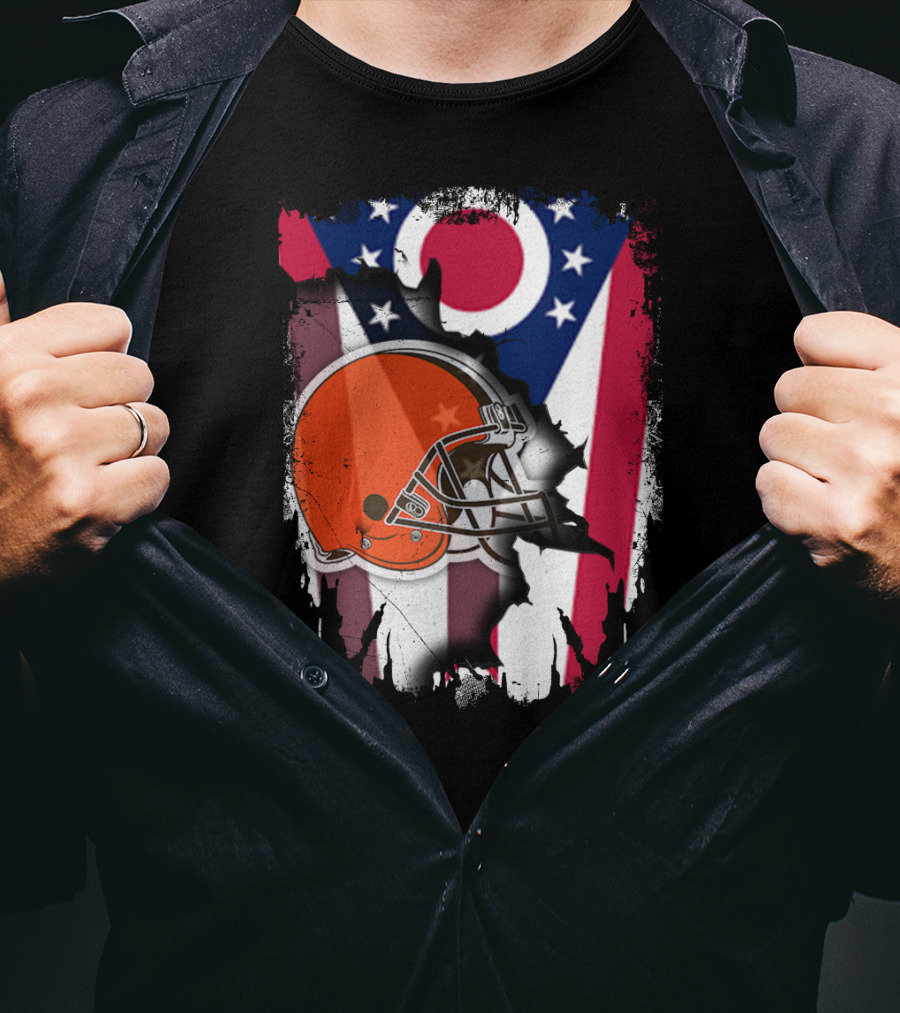Together Ohio Browns Football Helmet Flag Emblem T-Shirt