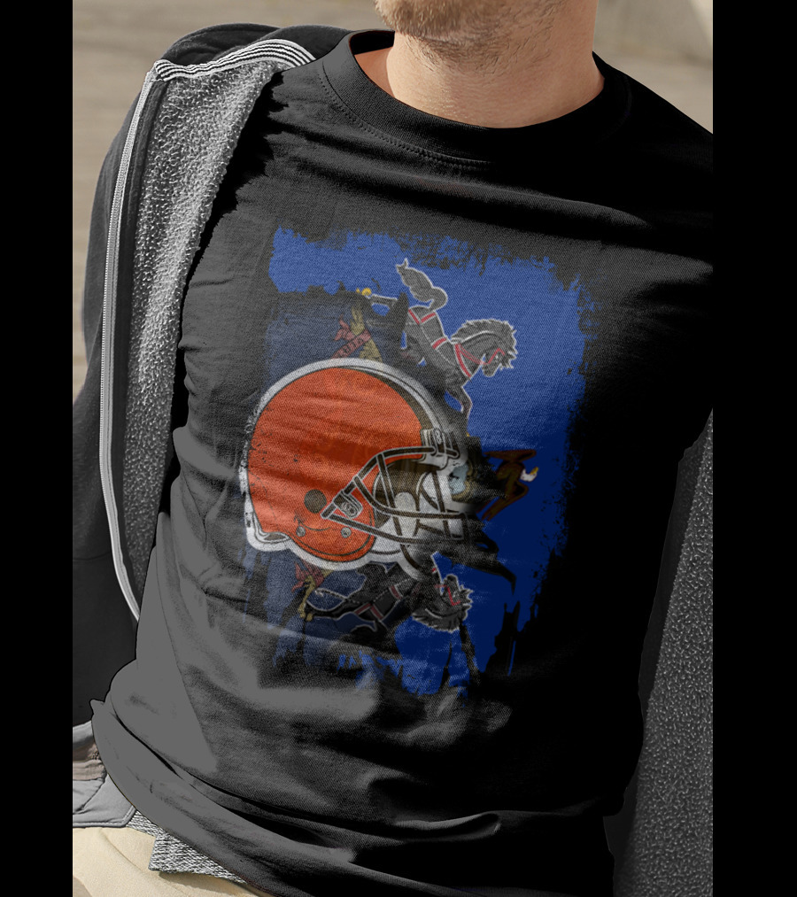 Pennsylvania State Flag With Cleveland Browns Helmet T-Shirt