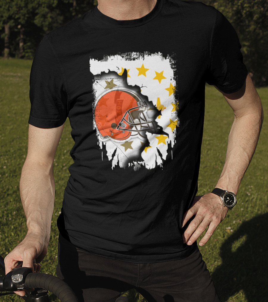 Together Rhode Island Browns Helmet With Stars And Grunge Elements T-Shirt