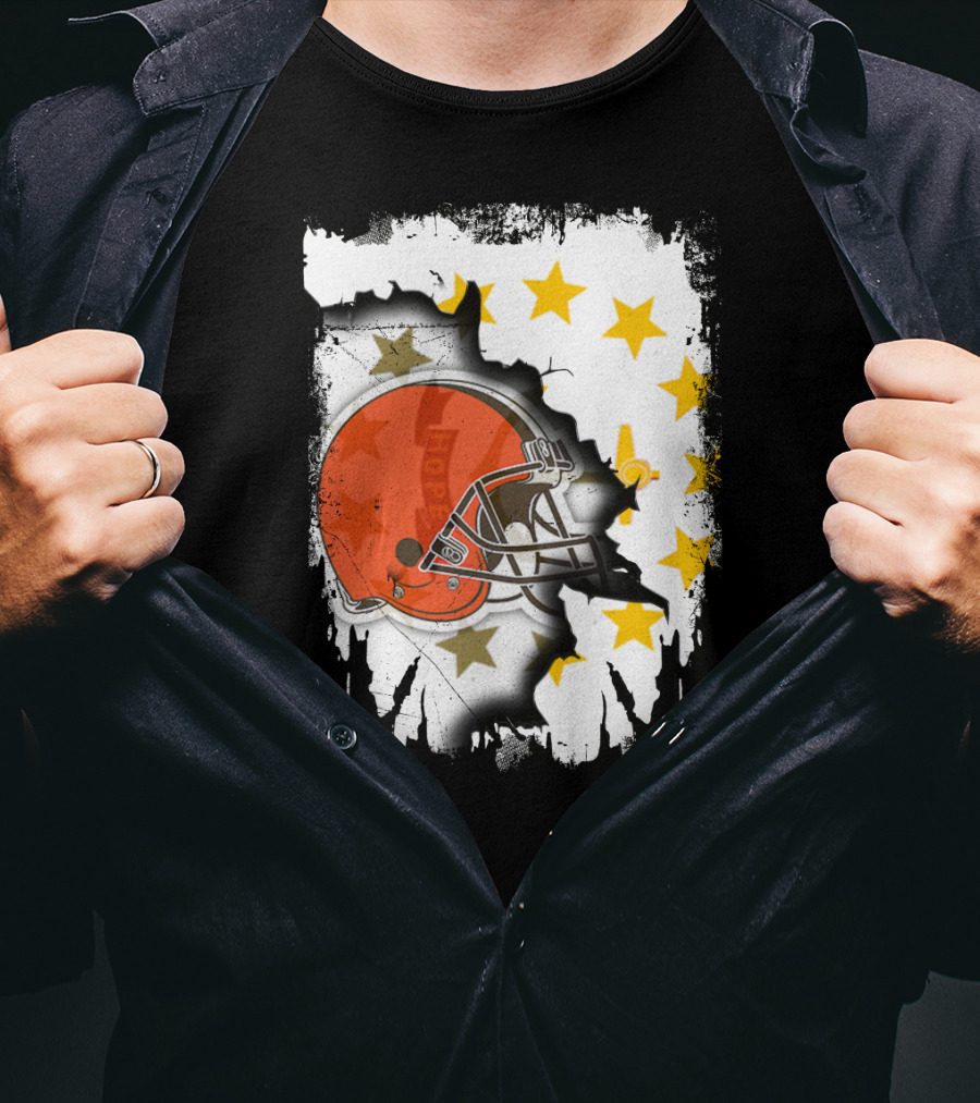 Together Rhode Island Browns Helmet With Stars And Grunge Elements T-Shirt