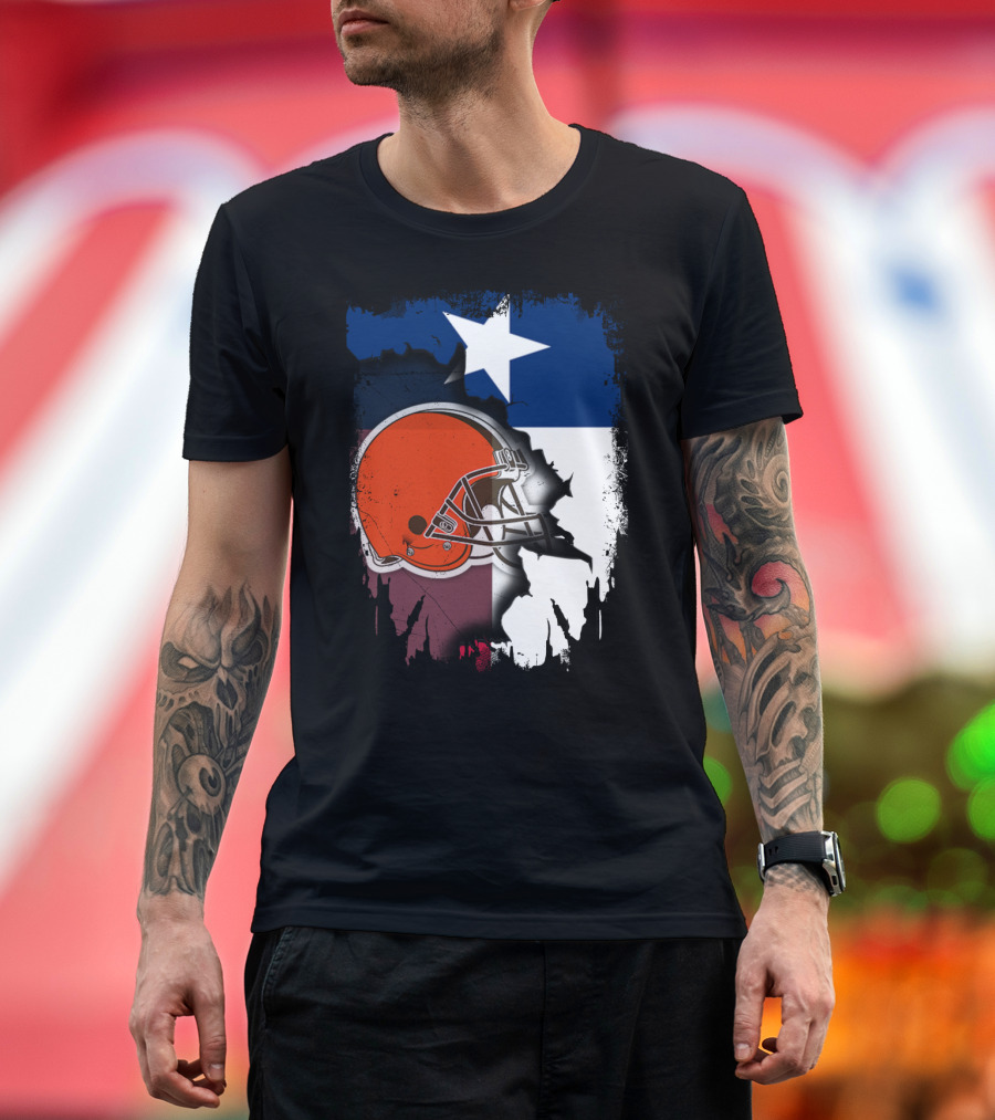 Together Texas Browns Helmet Star Flag T-Shirt