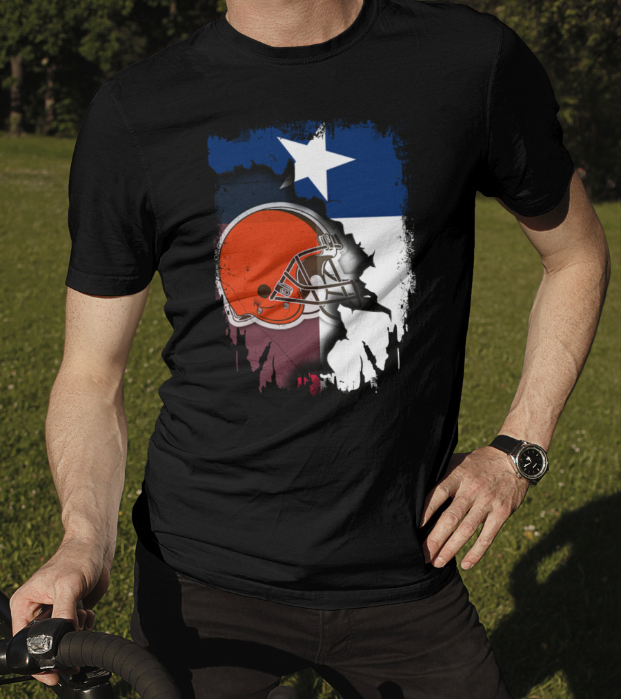 Together Texas Browns Helmet Star Flag T-Shirt
