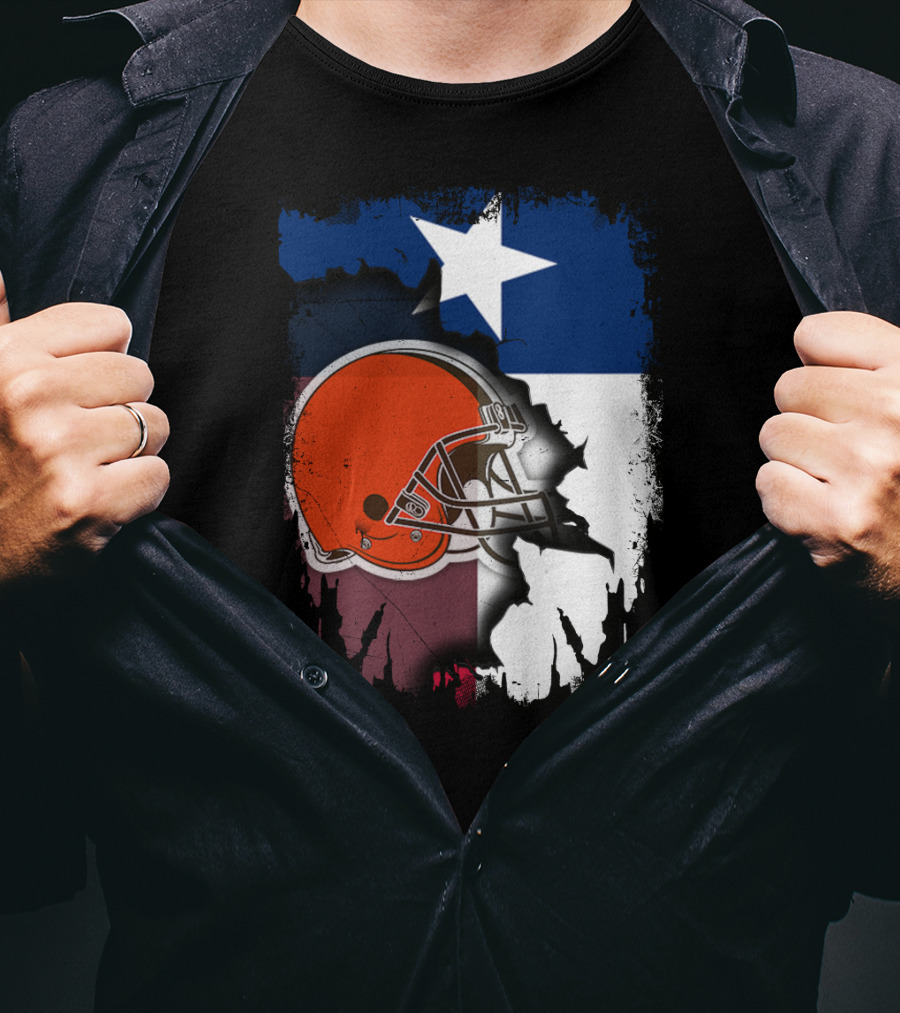 Together Texas Browns Helmet Star Flag T-Shirt