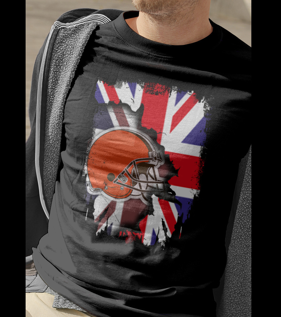 Together United Kingdom Cleveland Browns Helmet Union Jack T-Shirt