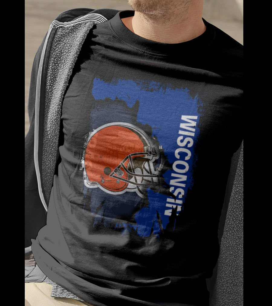 Wisconsin Football Helmet Browns T-Shirt