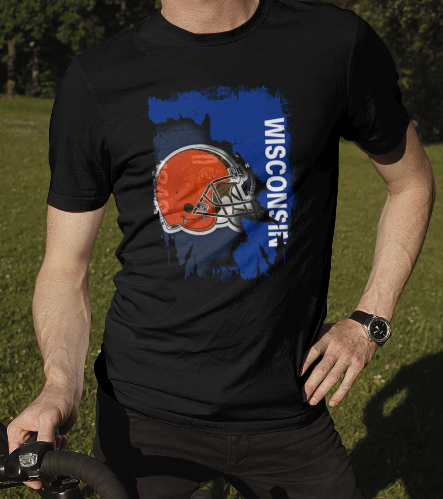 Wisconsin Football Helmet Browns T-Shirt