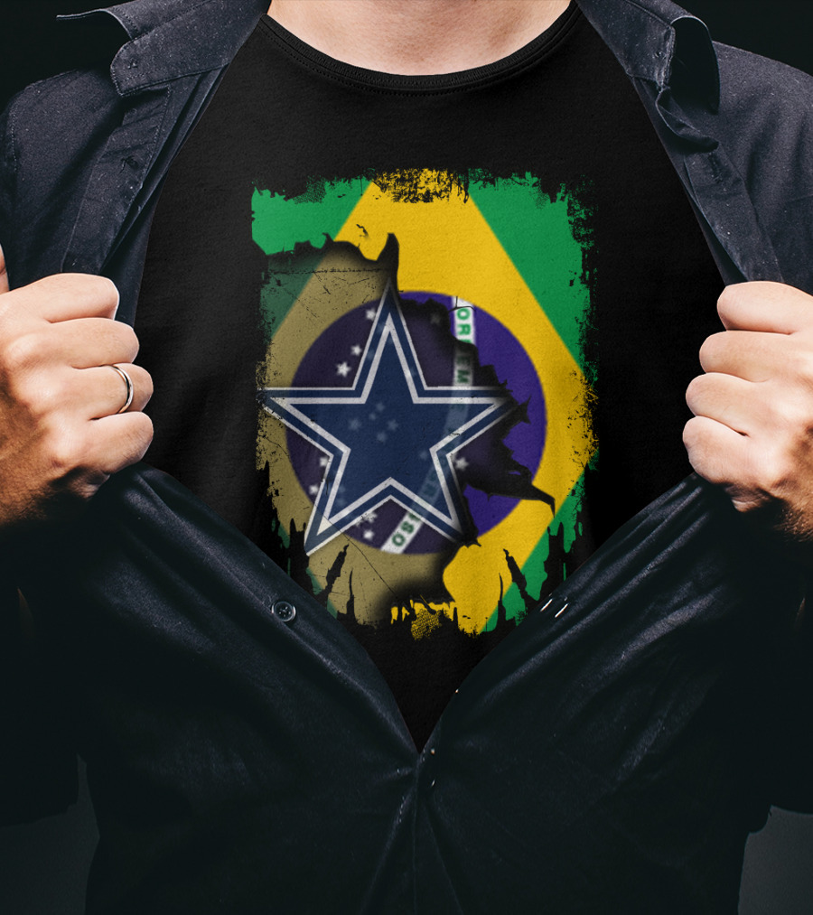 Brazilian Flag And Dallas Cowboys Star United T-Shirt