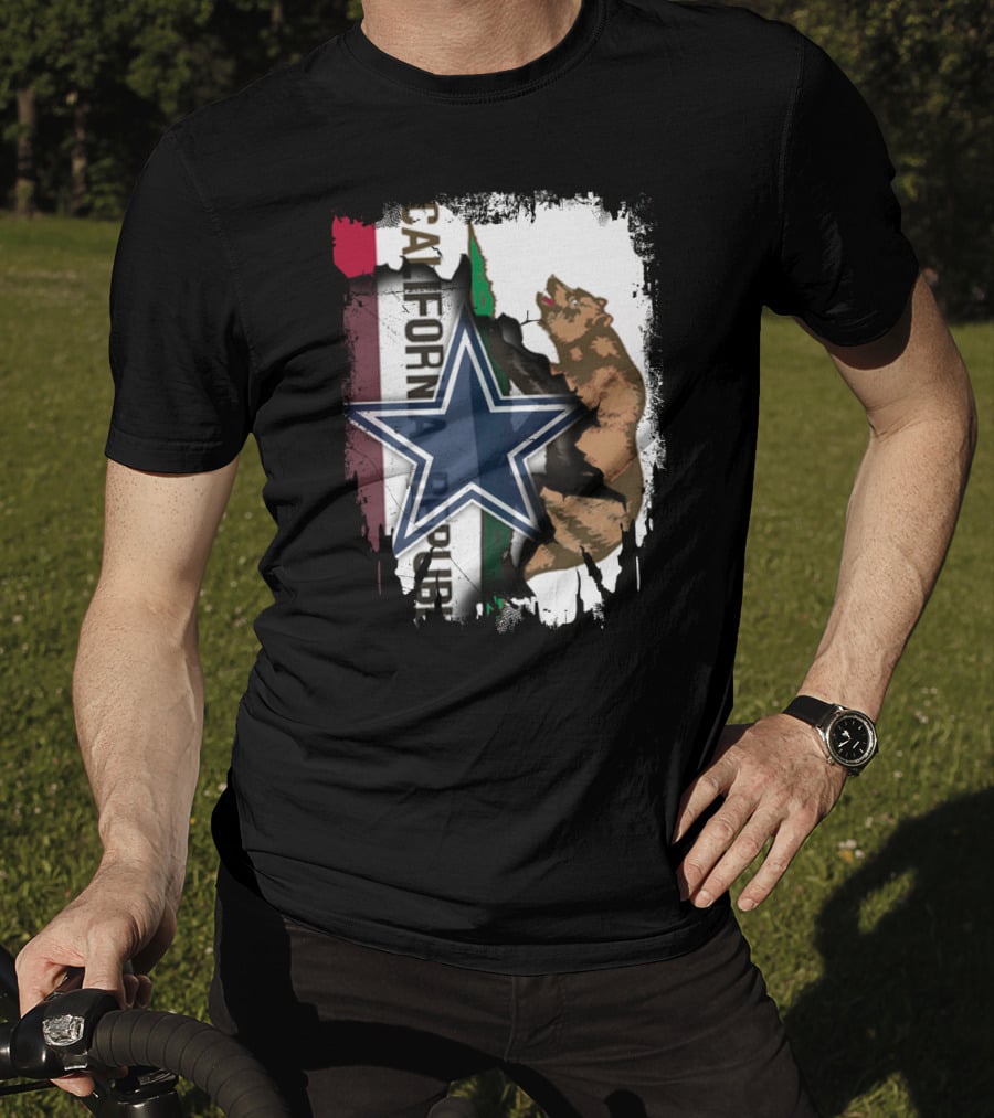 California Republic With Dallas Cowboys Star And Bear T-Shirt