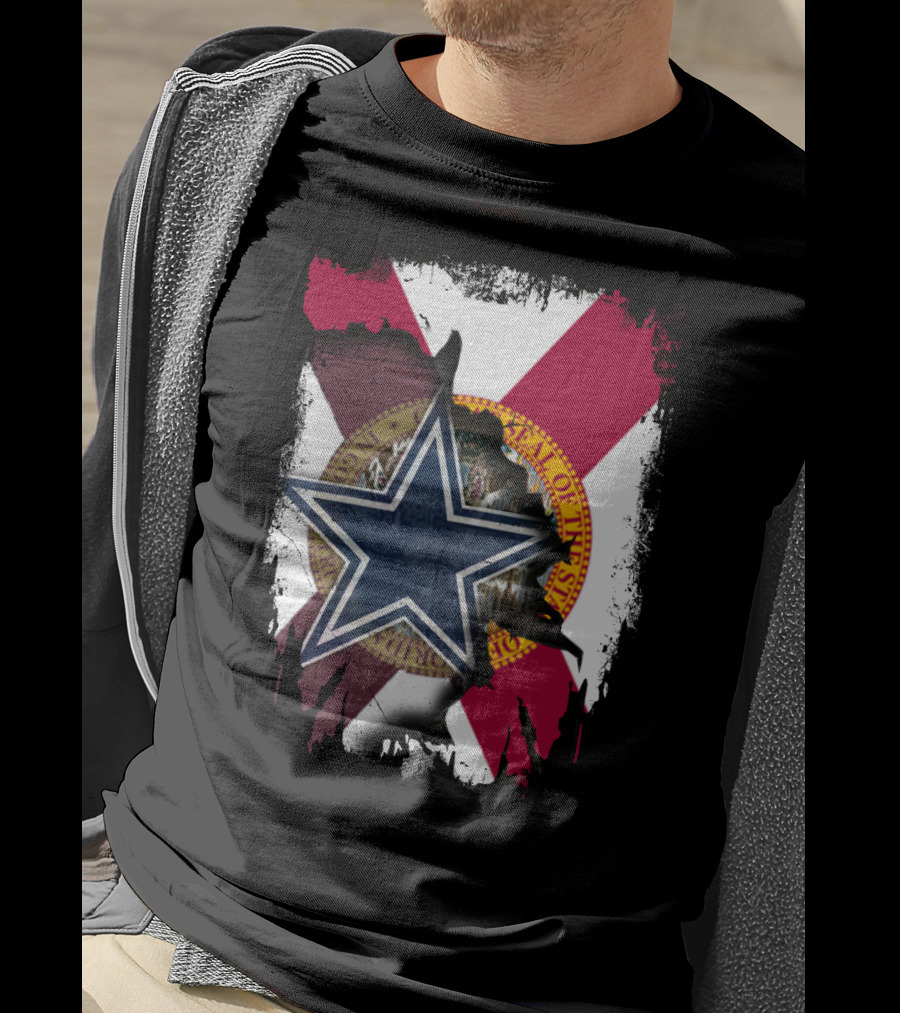 Florida State Seal And Lone Star Dallas Cowboys Fusion T-Shirt