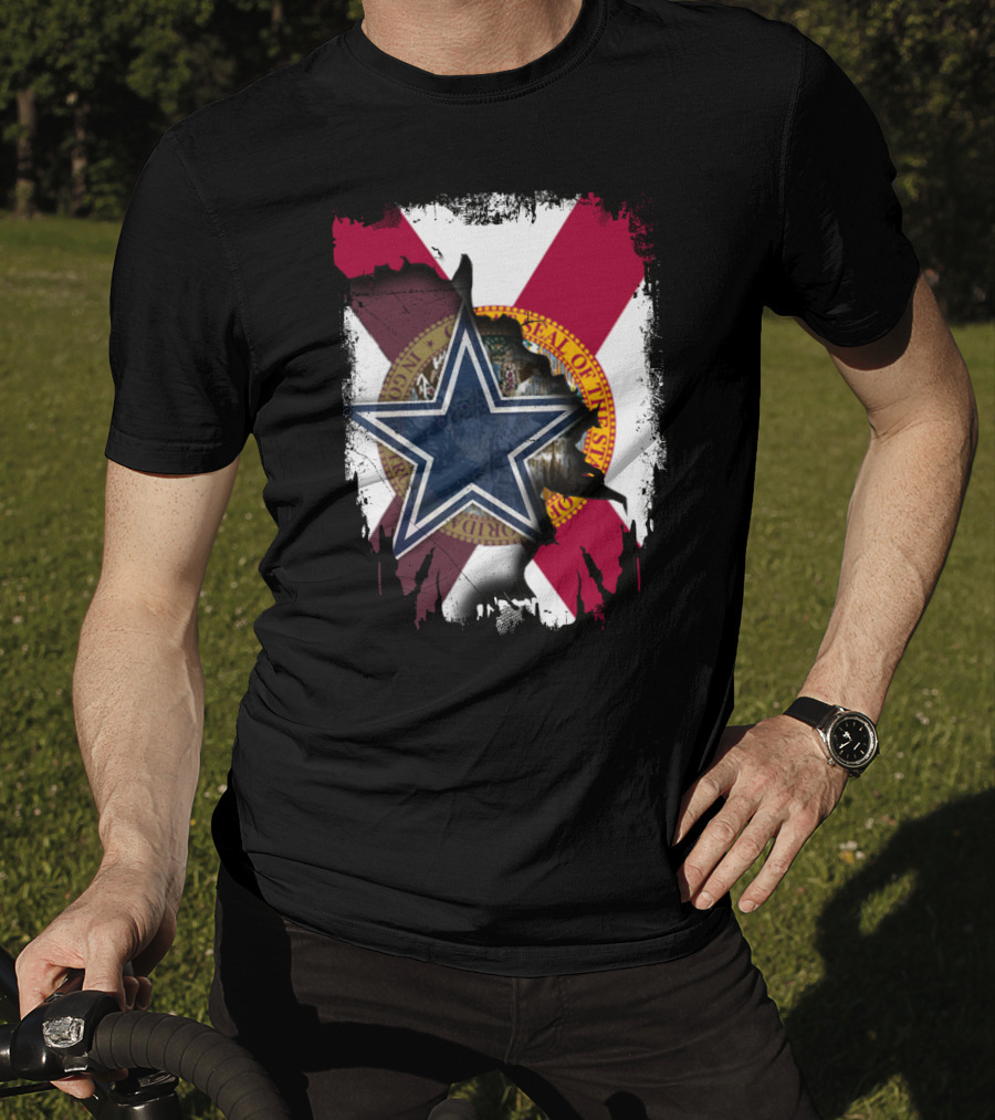 Florida State Seal And Lone Star Dallas Cowboys Fusion T-Shirt
