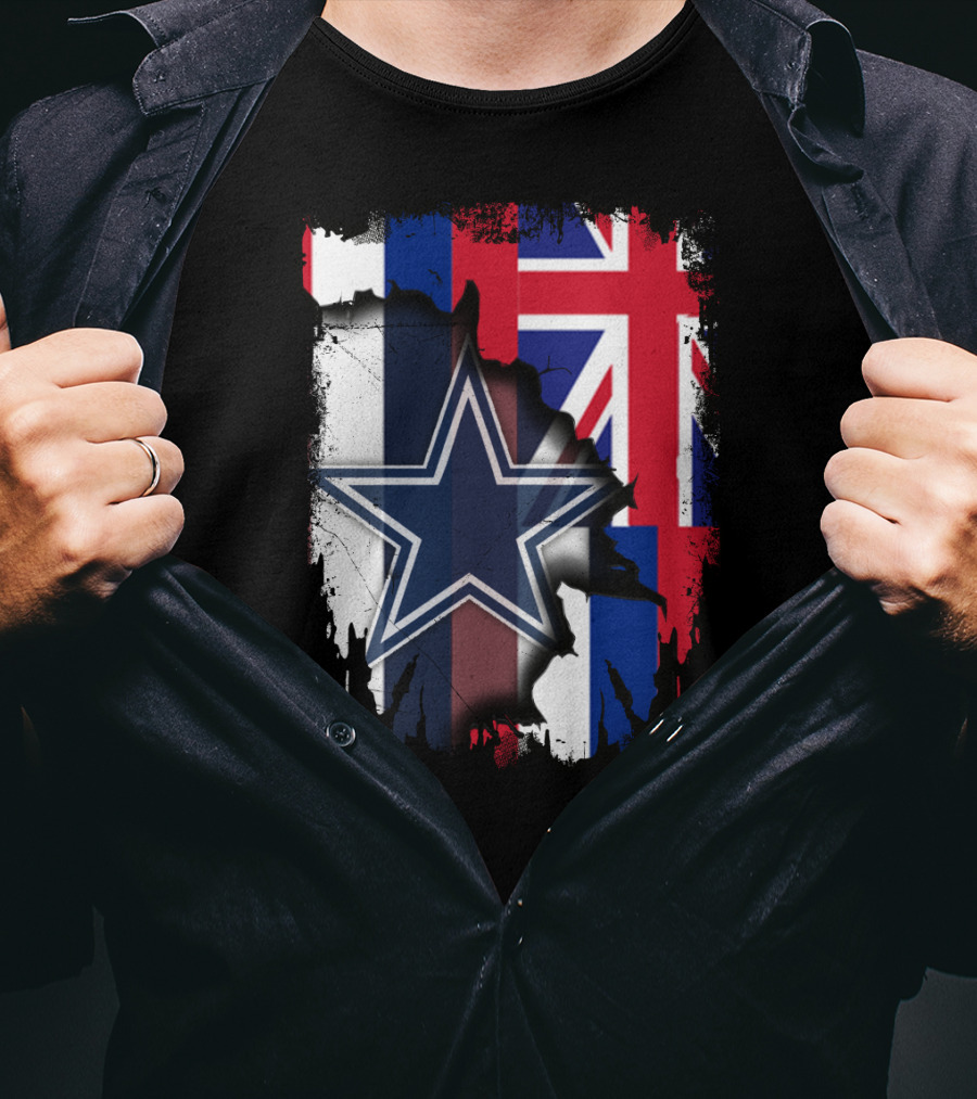 Hawaii Together With Dallas Cowboys Star And Hawaiian Flag Fusion T-Shirt