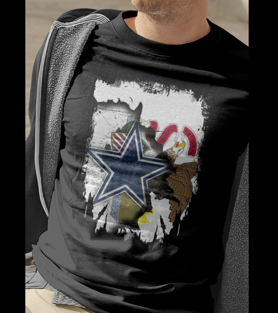 Illinois Flag And Dallas Cowboys Star Together T-Shirt