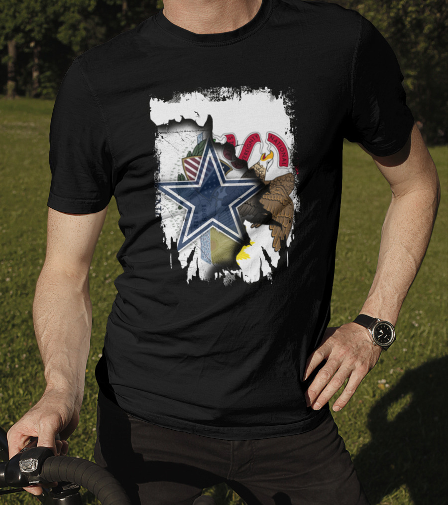 Illinois Flag And Dallas Cowboys Star Together T-Shirt
