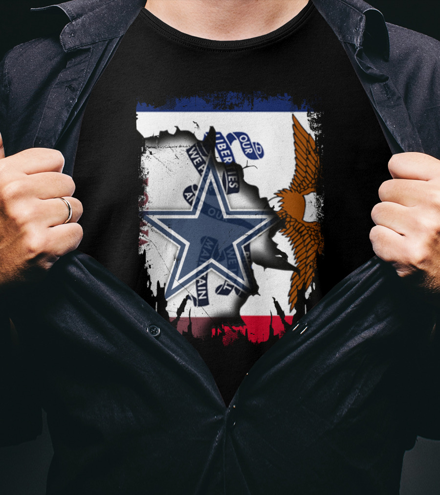 Together Iowa With Cowboys Dallas Star And Eagle Flag T-Shirt