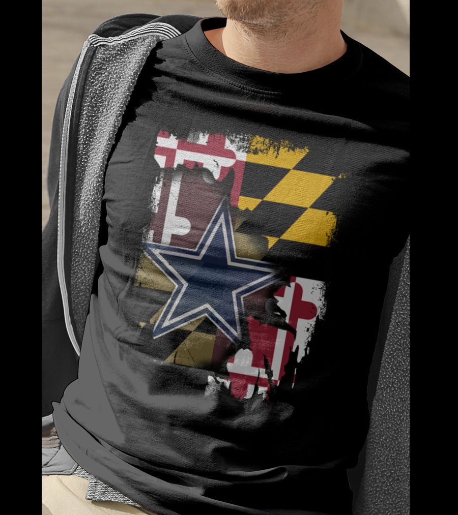 Maryland Flag And Dallas Cowboys Star Together T-Shirt