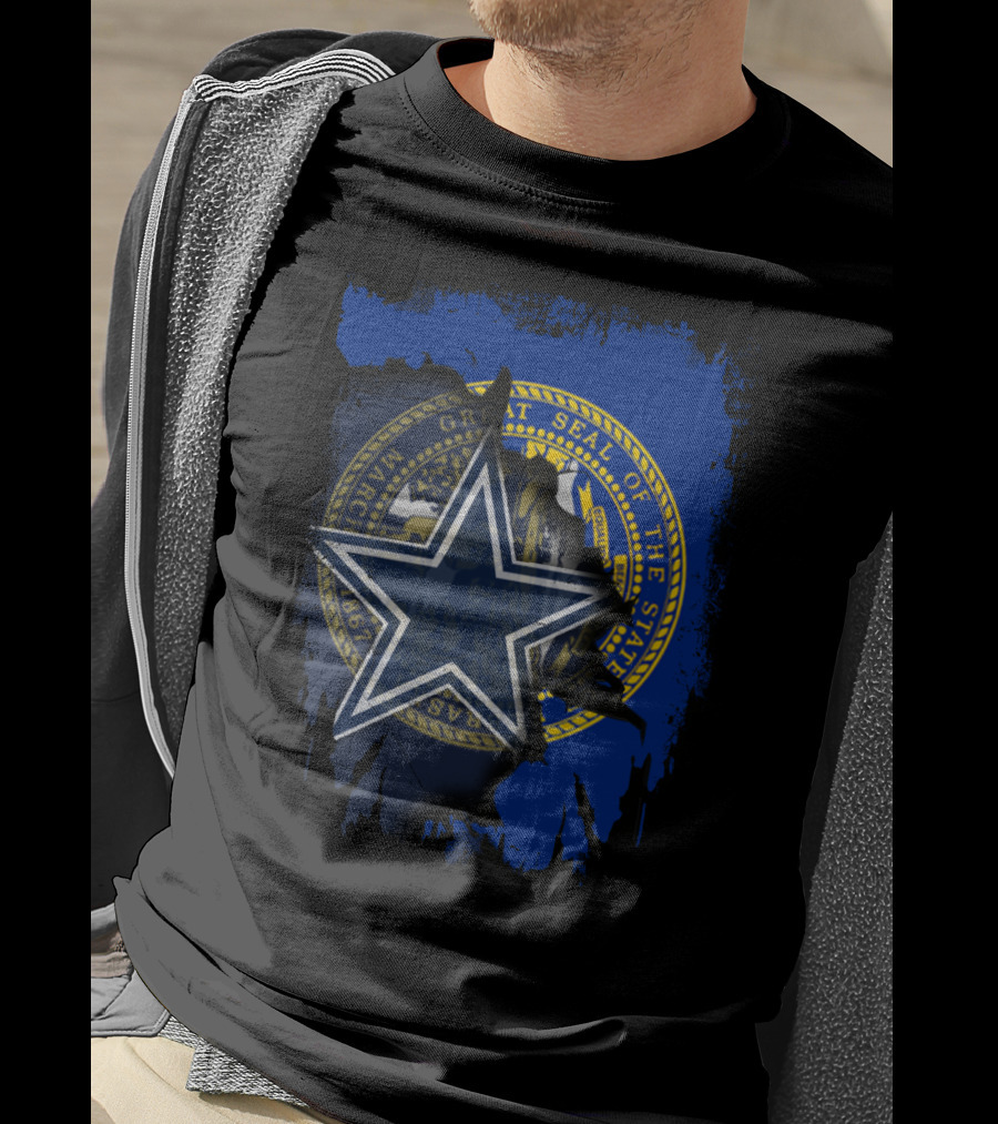 Nebraska State Seal With Dallas Cowboys Star Logo Integration T-Shirt