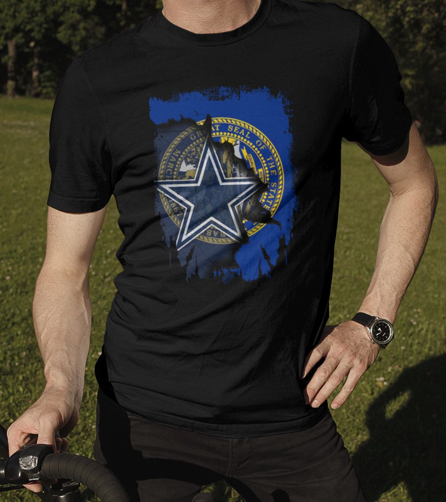Nebraska State Seal With Dallas Cowboys Star Logo Integration T-Shirt