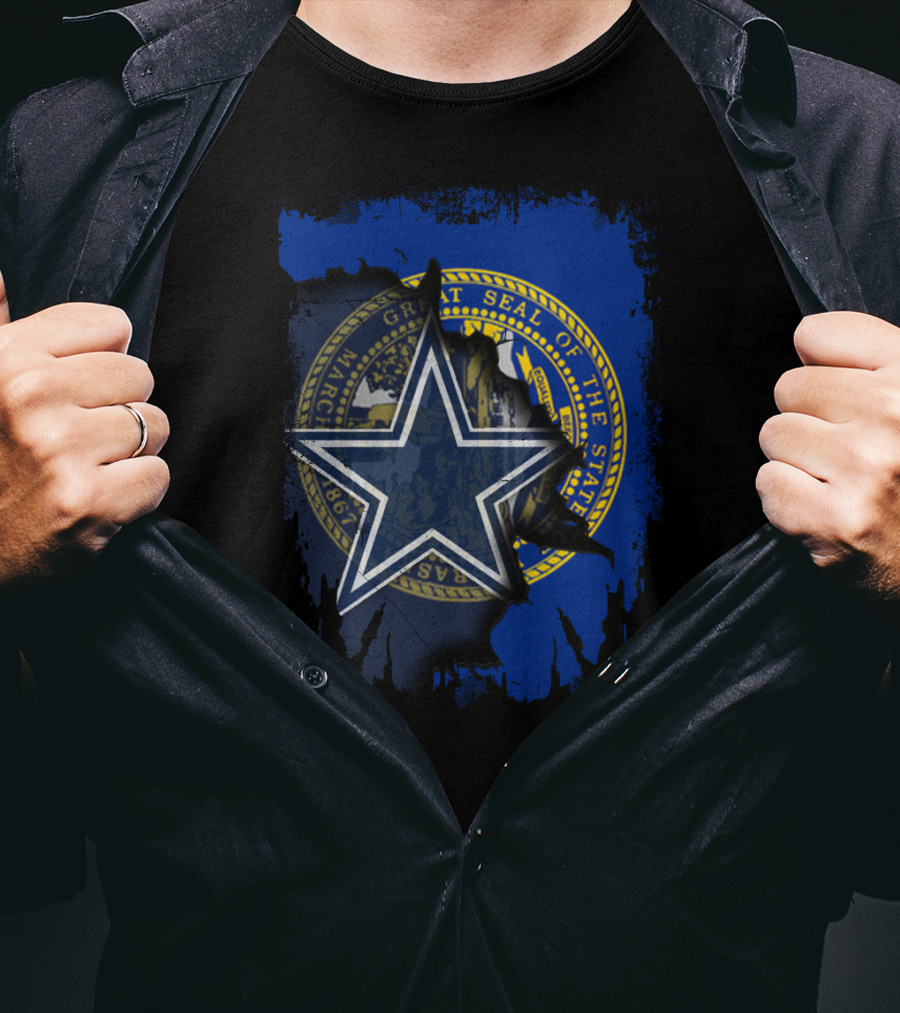 Nebraska State Seal With Dallas Cowboys Star Logo Integration T-Shirt