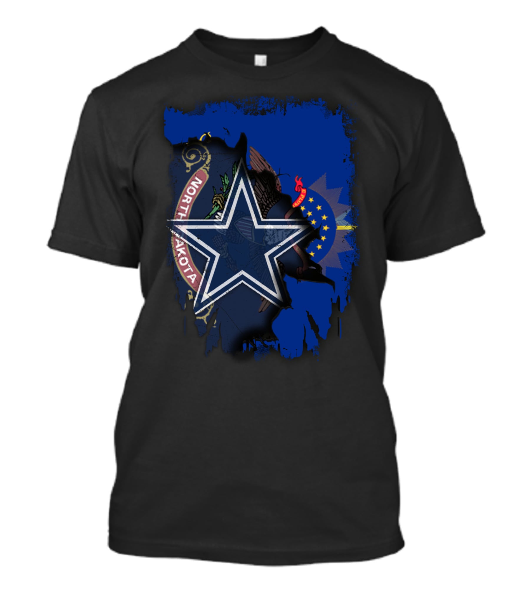 North Dakota Emblem With Dallas Cowboys Star T-Shirt