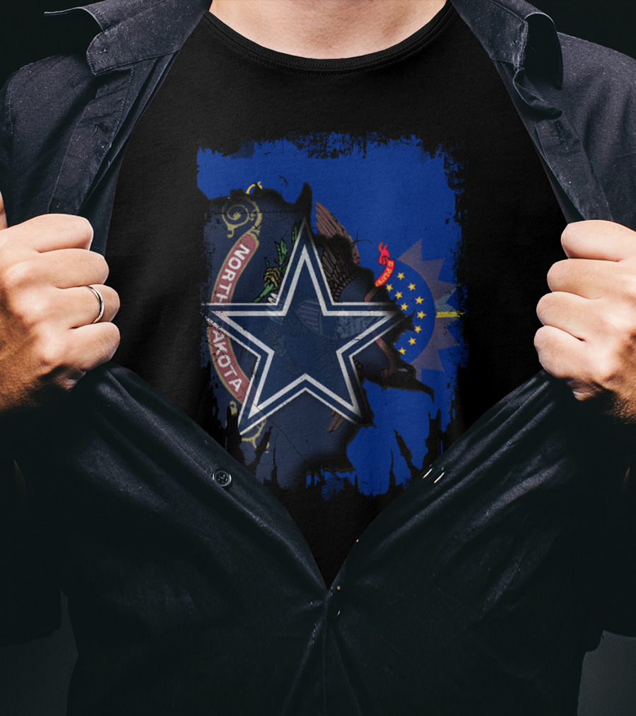 North Dakota Emblem With Dallas Cowboys Star T-Shirt