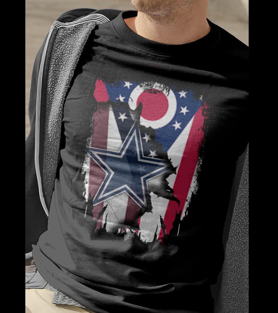 Ohio Pride With Dallas Cowboys Star In American Flag T-Shirt