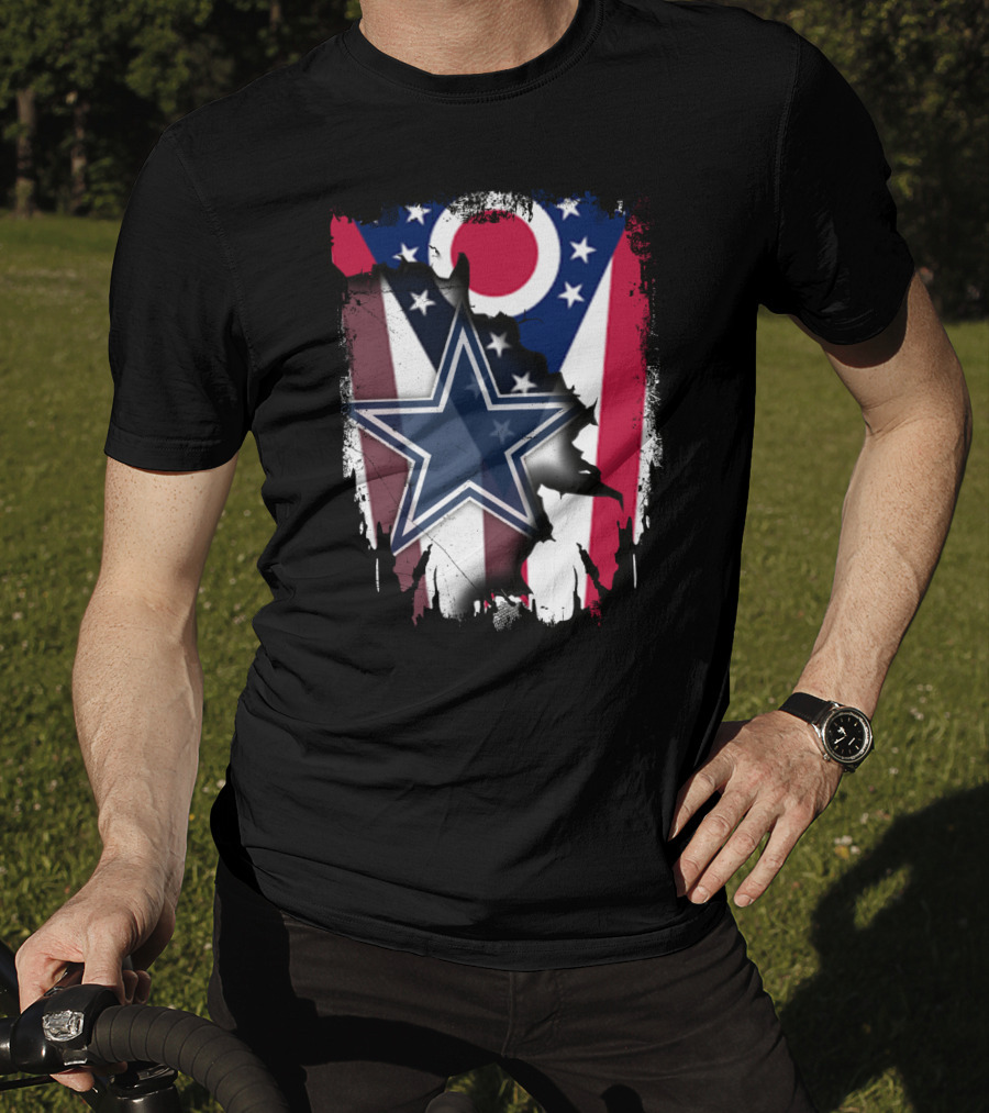 Ohio Pride With Dallas Cowboys Star In American Flag T-Shirt
