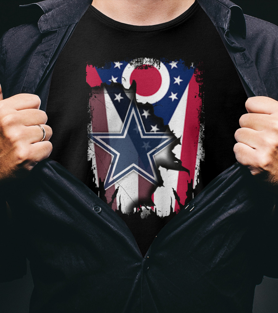 Ohio Pride With Dallas Cowboys Star In American Flag T-Shirt