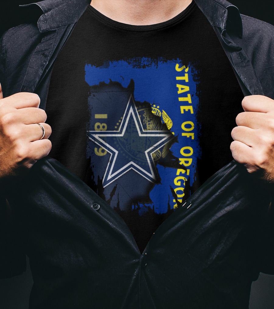State Of Oregon With Dallas Cowboys Star T-Shirt