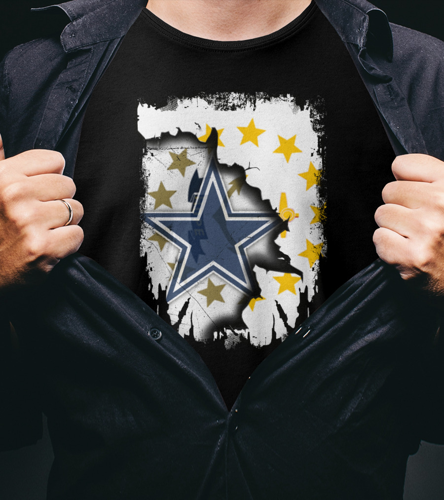 Together Rhode Island With Dallas Cowboys Star And State Symbol Stars T-Shirt