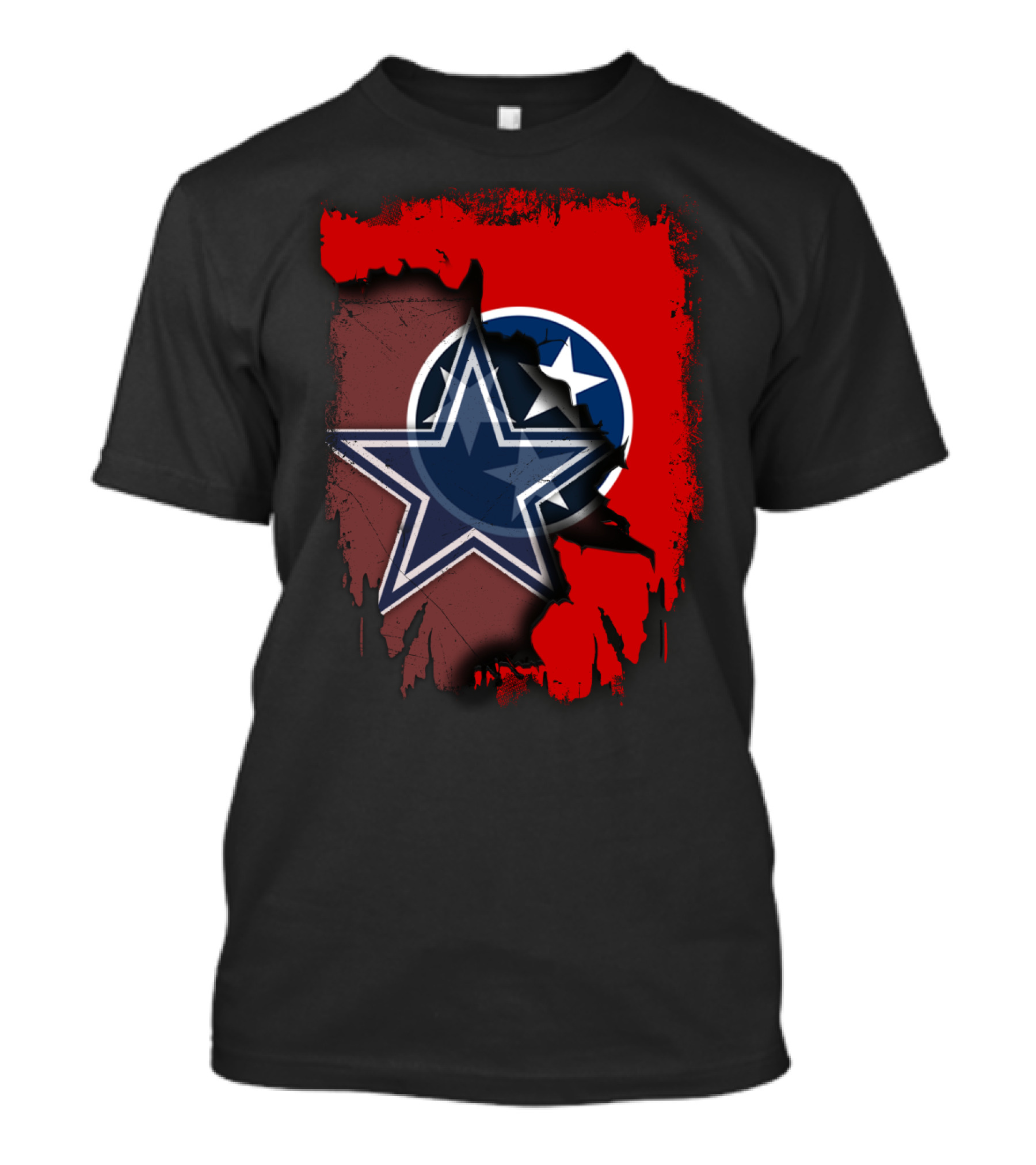 Tennessee Cowboys Star With Tri-Star Flag Fusion T-Shirt