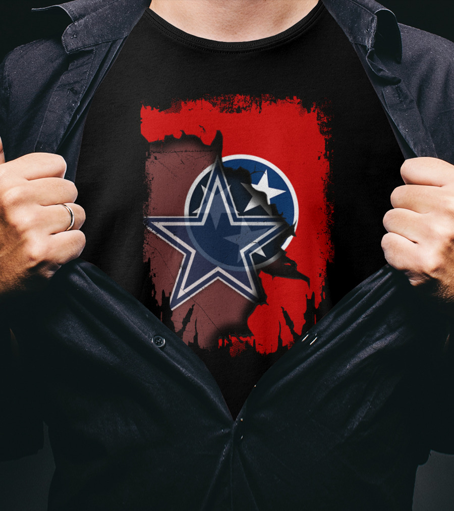 Tennessee Cowboys Star With Tri-Star Flag Fusion T-Shirt