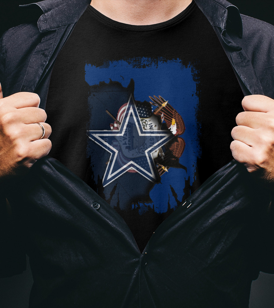 Dallas Cowboys Star Within Utah State Silhouette With Joined Themes T-Shirt
