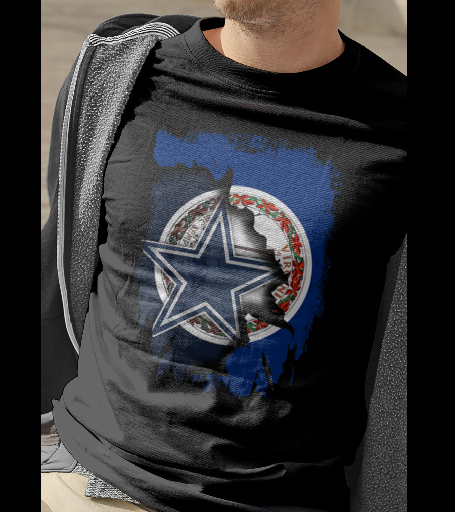 Virginia State Seal With Dallas Cowboys Star Overlay T-Shirt