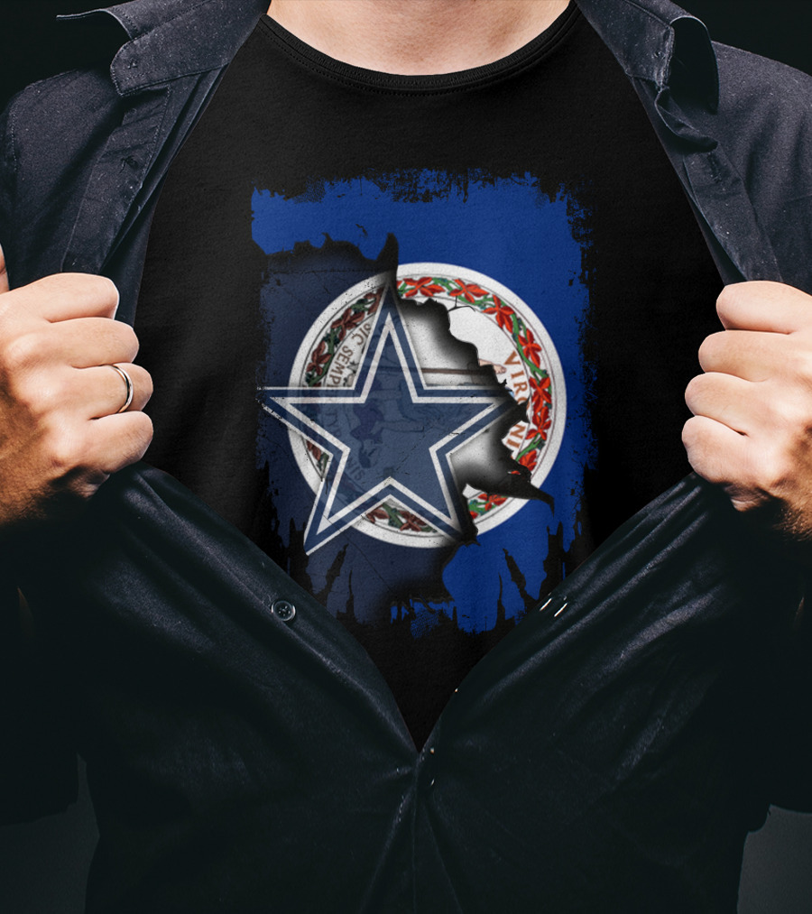 Virginia State Seal With Dallas Cowboys Star Overlay T-Shirt