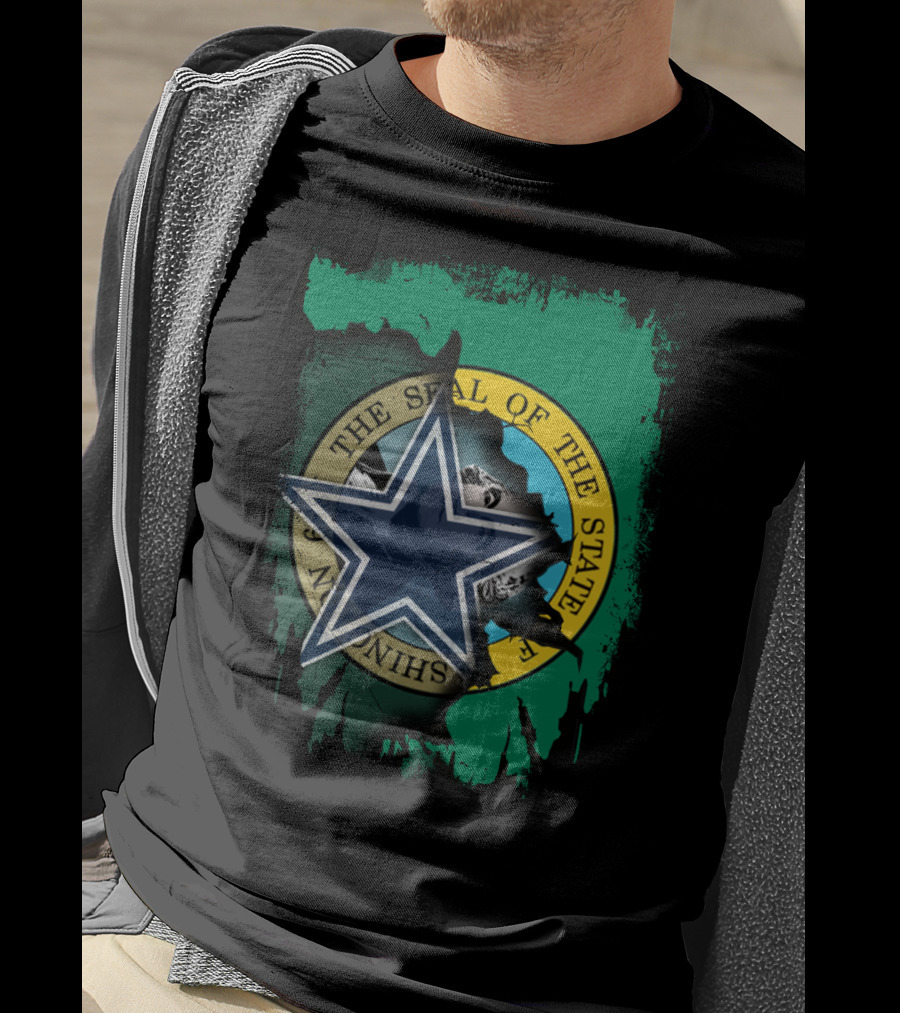 Washington State Seal With Dallas Cowboys Star T-Shirt