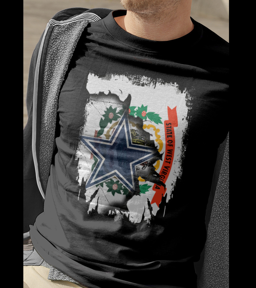State Of West Virginia And Dallas Cowboys Star Fusion T-Shirt