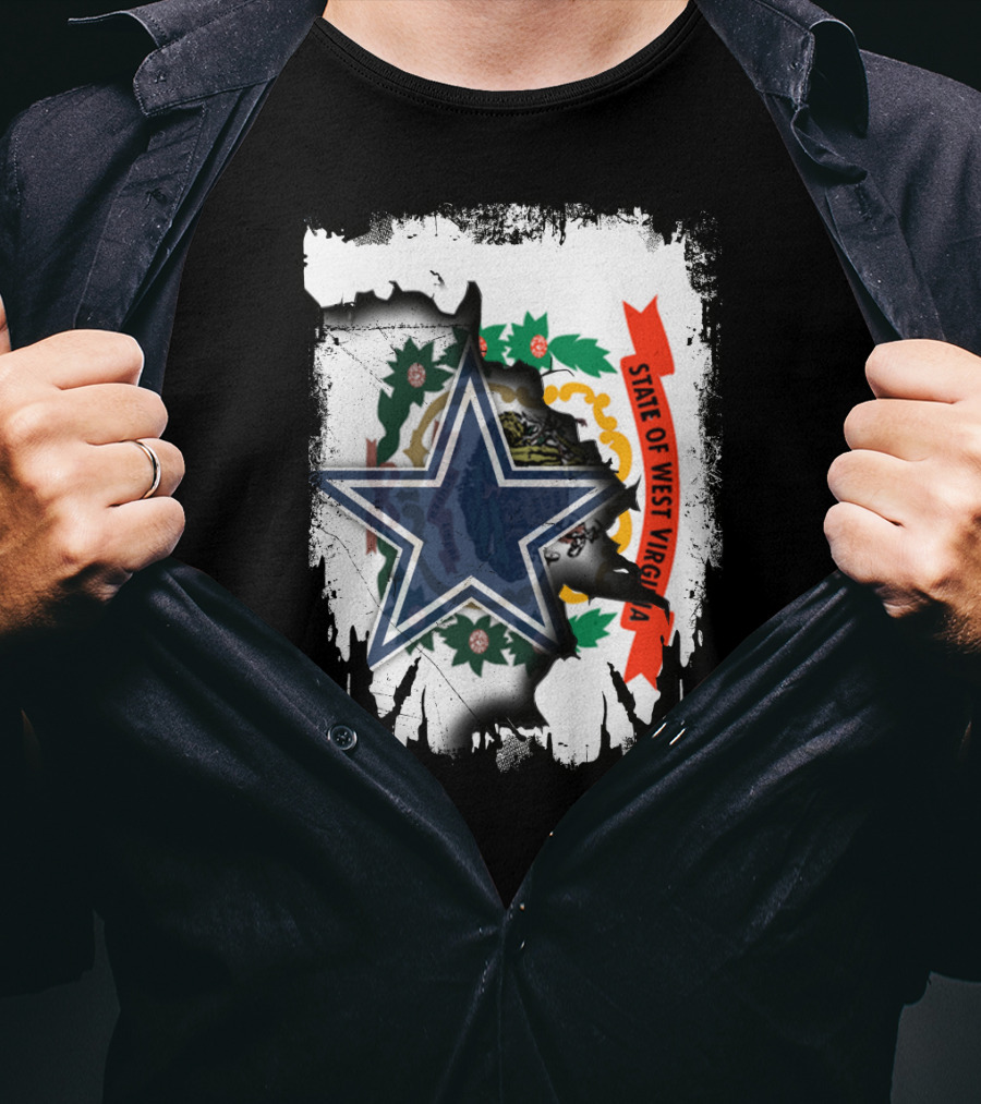 State Of West Virginia And Dallas Cowboys Star Fusion T-Shirt