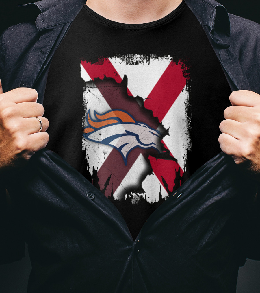 Together Alabama Broncos Fusion With Flag And Horse T-Shirt