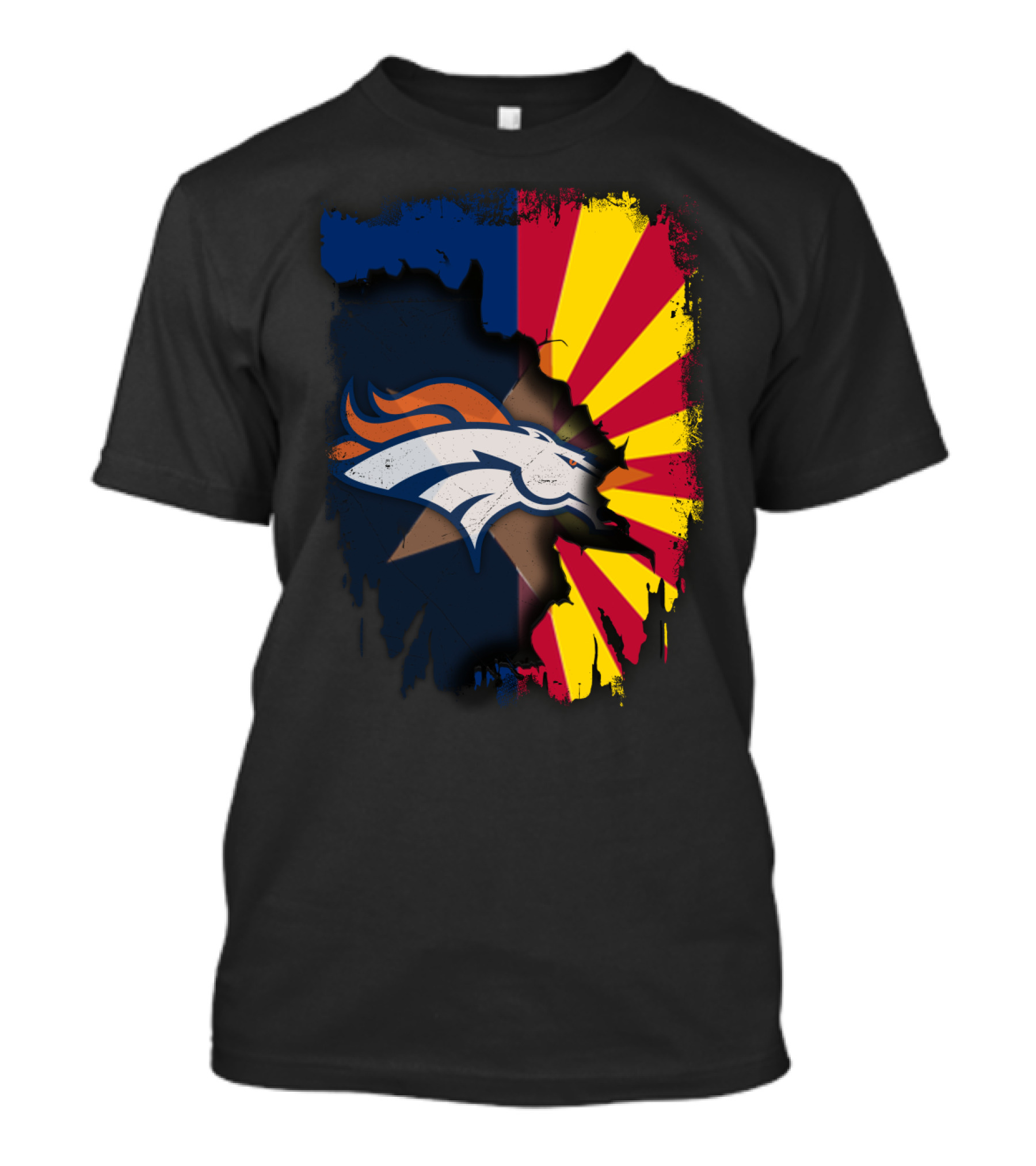 Arizona Flag And Denver Broncos Logo Fusion T-Shirt