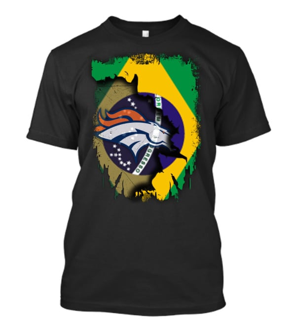 Brazilian Flag With Denver Broncos Logo Integration T-Shirt
