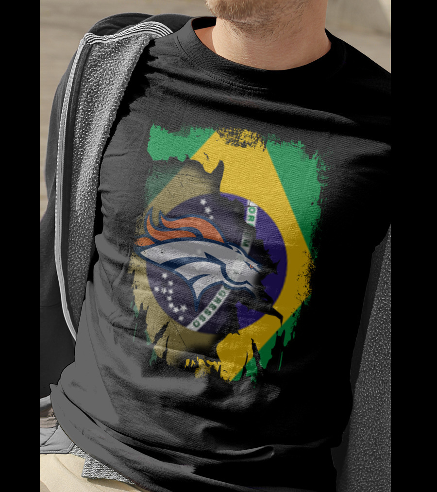 Brazilian Flag With Denver Broncos Logo Integration T-Shirt
