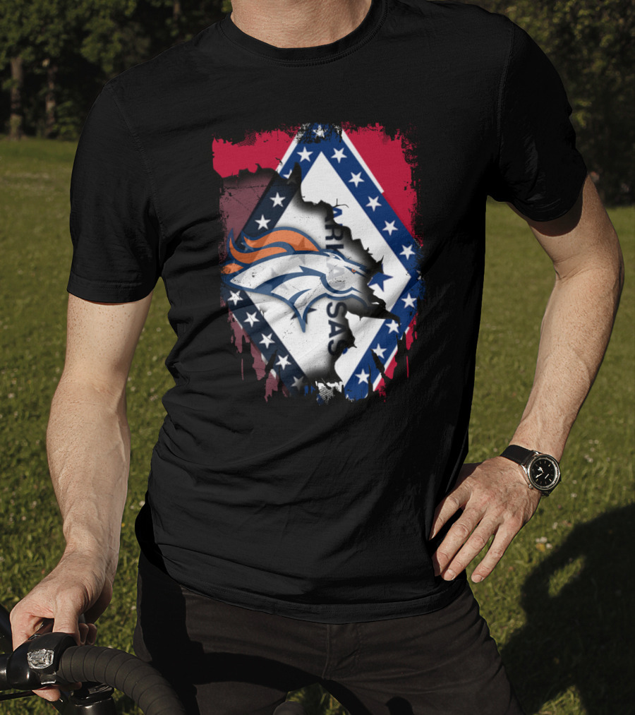 Together Arkansas Broncos Emblem With State Flag Elements T-Shirt