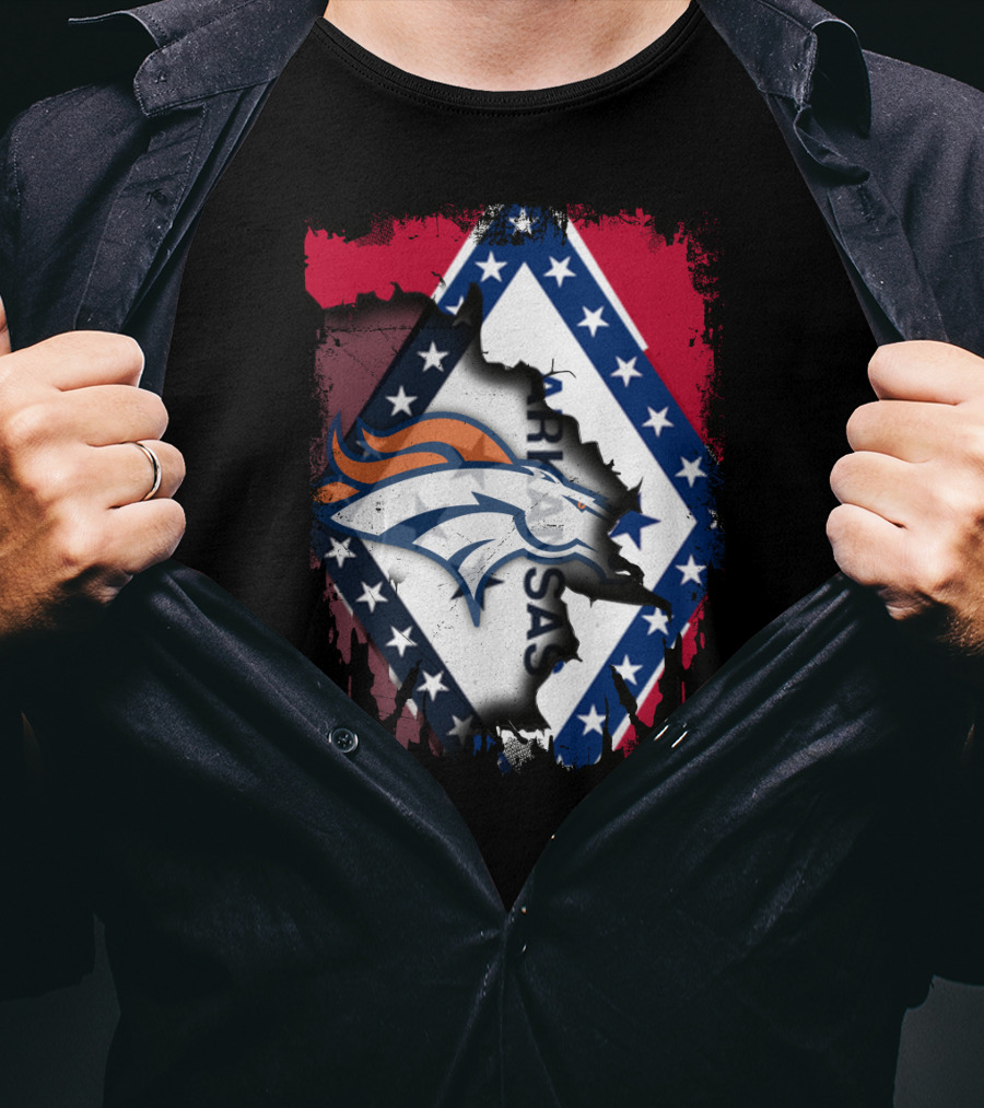 Together Arkansas Broncos Emblem With State Flag Elements T-Shirt