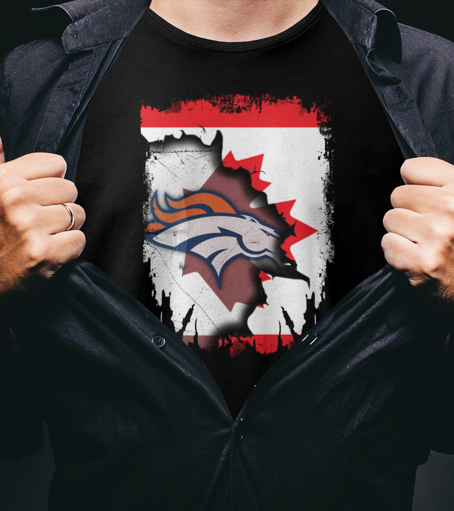 Together Canada Broncos Maple Leaf Flag NFL T-Shirt