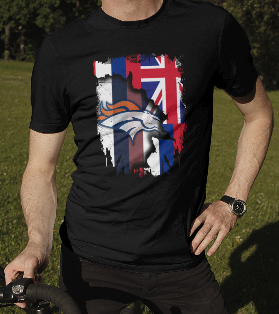 Together Hawaii Flag With Broncos Logo Fusion T-Shirt