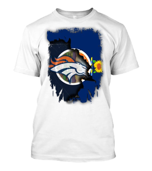 Kansas Sunflower With Broncos Logo Together T-Shirt